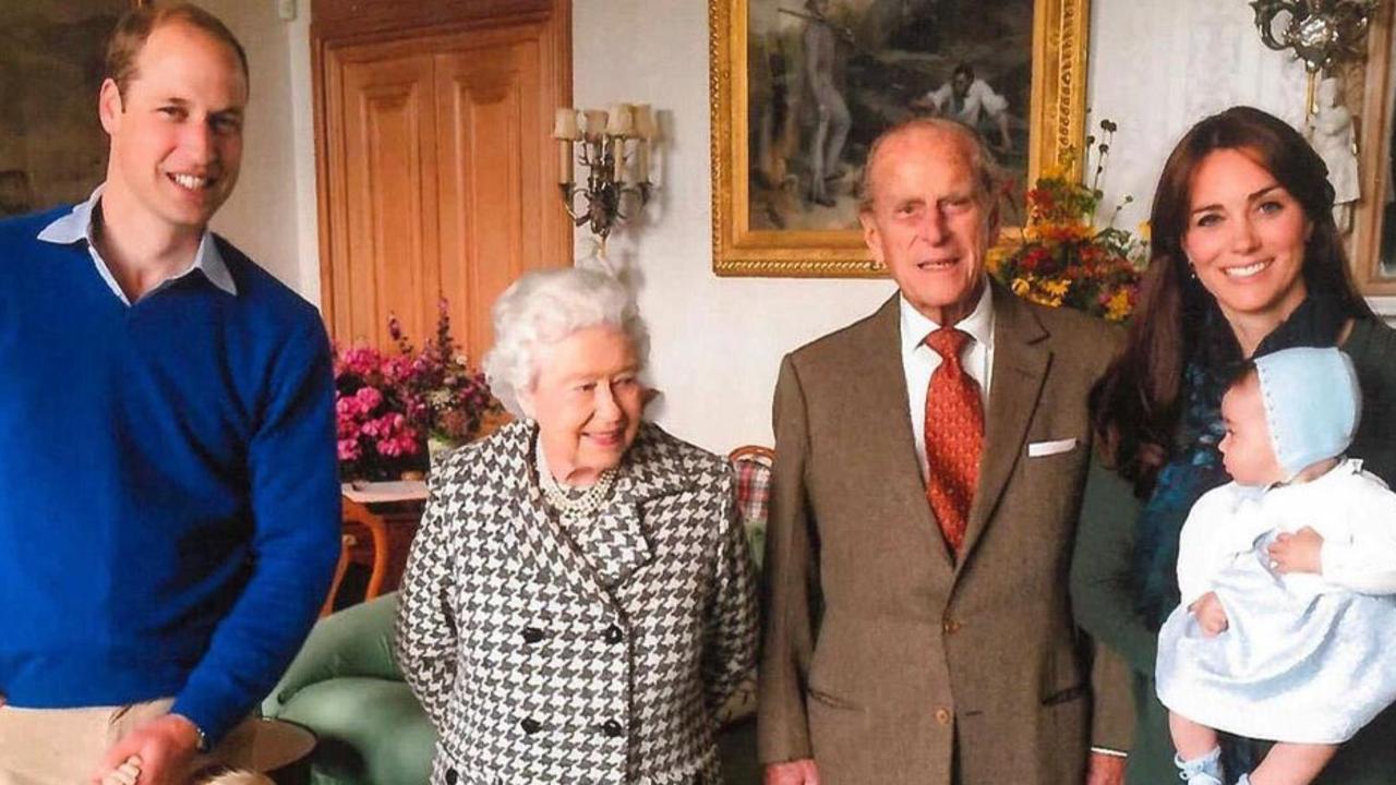 The Duke of Edinburgh with the Queen, Prince William, Kate and Charlotte.