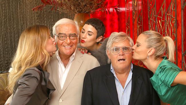 George and Harry are given special attention by models Jo Sheils, Adele Frost and Yasmin Sait-Armstrong at the George Gross and Harry Who Winter Collection fashion parade held at the Emporium Hotel in Fortitude Valley, Brisbane.