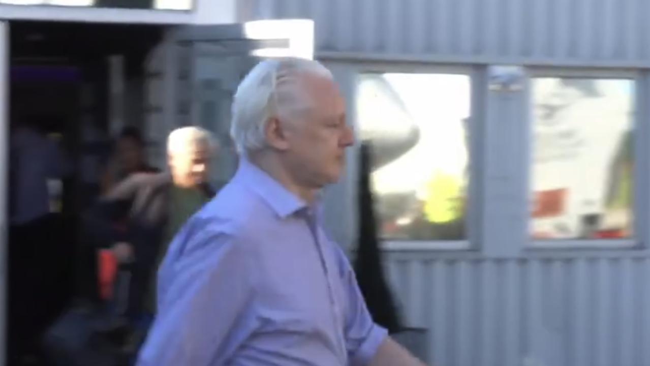 Assange left Belmarsh maximum security prison on Monday morning. Picture: X