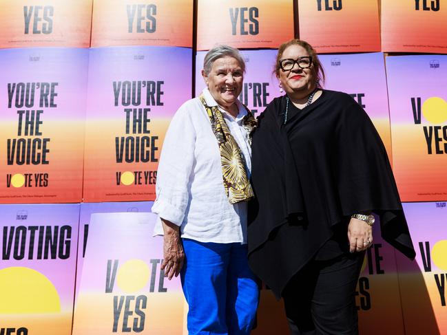 MELBOURNE, AUSTRALIA - Newswire Photos September 3, 2023: (L-R) Uluru Dialogue co-chair Pat Anderson with Professor Megan Davis during a press conference for the Uluru Dialogue voice campaign at the Victorian Aboriginal Community Controlled Health Organisation in Collingwood. Picture NCA NewsWire / Aaron Francis