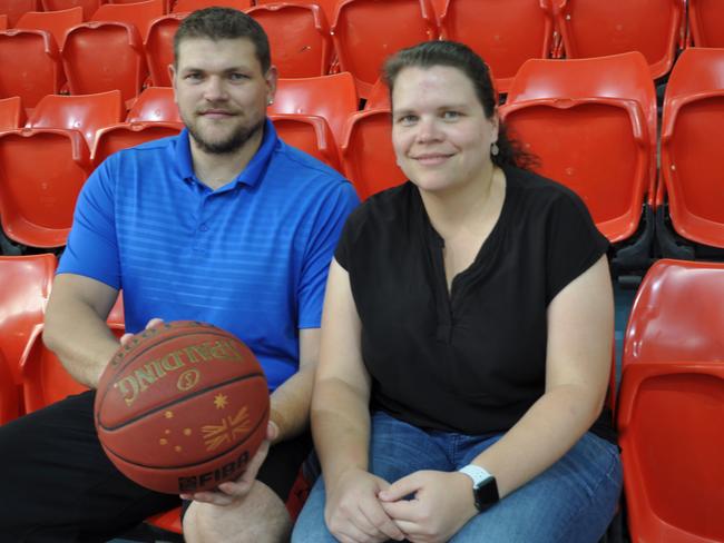 Siblings and Lightning stars Cameron and Peta Bailey after notching up 300 senior Darwin Basketball League games in 2017. Picture: Josh Spasaro