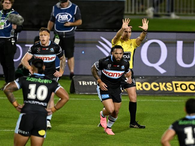 Sifa Talakai gets sent to the bin for his tackle on Sam Verrills. Picture: NRL Imagery