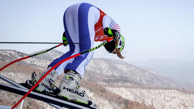 USA's Lindsey Vonn takes part in the 3rd training of the Alpine Skiing Women's Downhill at the Jeongseon Alpine Center during the Pyeongchang 2018 Winter Olympics. Picture: AFP