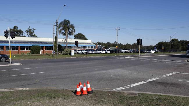 Pictured is the intersection of Murray Jones Drive and Milperra Road at Milperra in Sydney’s southwest where two people were killed and a third critically injured after a collision between a sedan and a ute. Picture: Richard Dobson