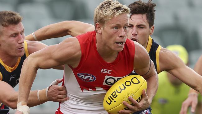 Isaac Heeney and the Swans showed a new edge against the Crows. Picture: Sarah Reed