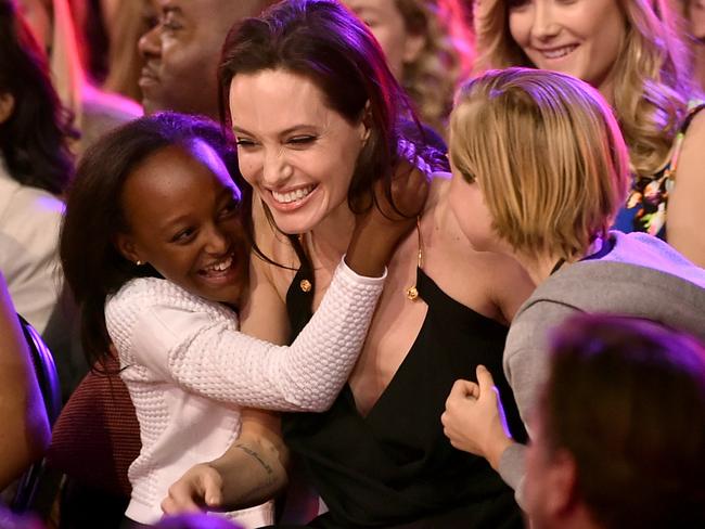 Close bond ... Angelina Jolie with her daughters Zahara (left) and Shiloh at the Kids Choice Awards in 2015. Picture :Kevin Winter/Getty Images