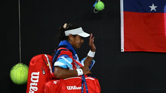 Destanee Aiava leaves Kia Arena. Photo by Hannah Peters/Getty Images.