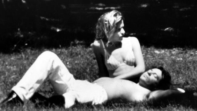 Kylie Minogue, snapped in a Sydney park with INXS lead singer Michael Hutchence, who died in a hotel room in 1997. Picture: News Corp.