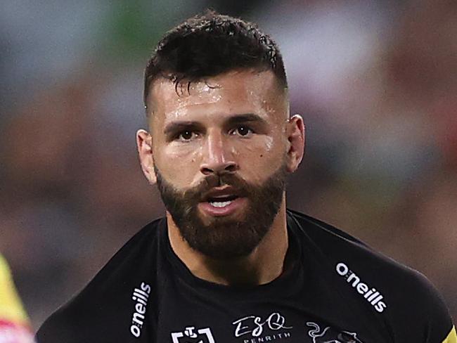 SYDNEY, AUSTRALIA - OCTOBER 17:  Josh Mansour of the Panthers reacts after knocking the ball on during the NRL Preliminary Final match between the Penrith Panthers and the South Sydney Rabbitohs at ANZ Stadium on October 17, 2020 in Sydney, Australia. (Photo by Cameron Spencer/Getty Images)