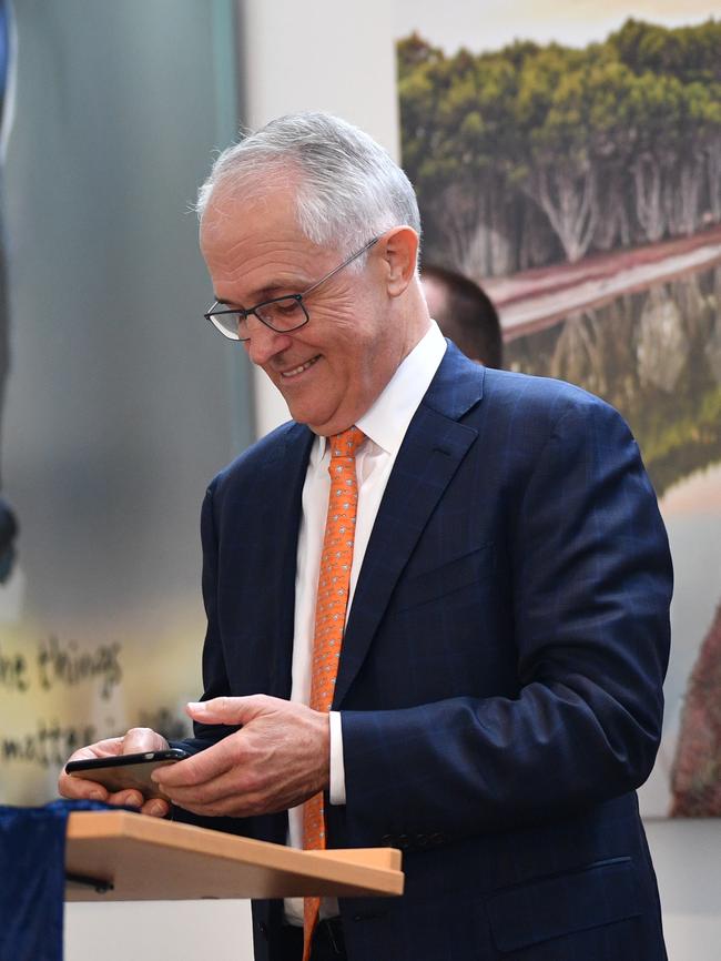 Prime Minister Malcolm Turnbull at Kingscote Airport on Kangaroo Island on Wednesday. Picture: AAP / David Mariuz