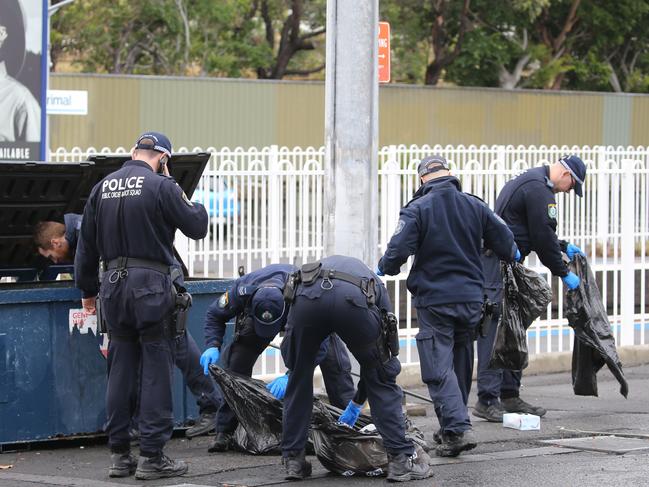 Police search Corrimal train station after Ms Powell’s death. Picture: John Grainger.