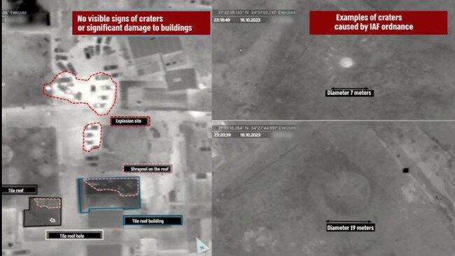 The Israel Defence Forces released drone pictures as ‘proof’ that an Israeli rocket was not the cause of the fatal hospital blast