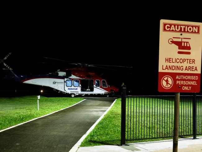 The Rescue 510 helicopter at Cairns Hospital. Picture: Brendan Radke