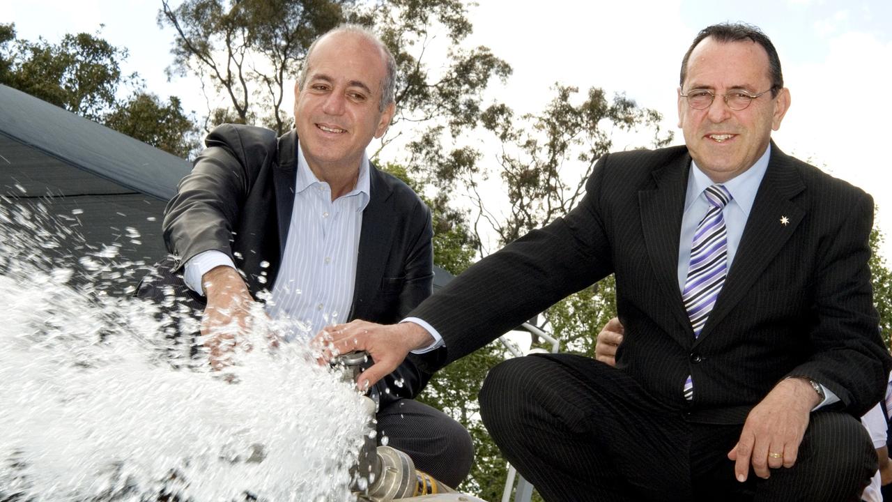 Parramatta councillors Pierre Esber and Paul Barber conducted a final inspection of the Parramatta War Memorial Swimming Centre before turning on the tap.