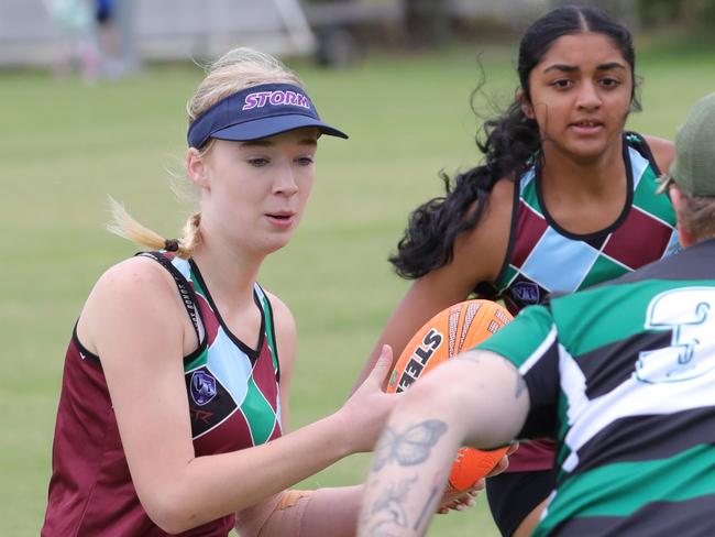 Getting the ball under control.Picture: Mark Wilson