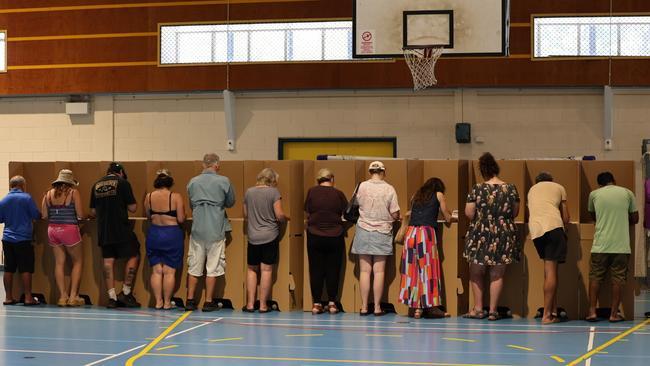 Territorians cast their vote at the Nightcliff polling booth on May 3, 2025. Picture: Pema Tamang Pakhrin