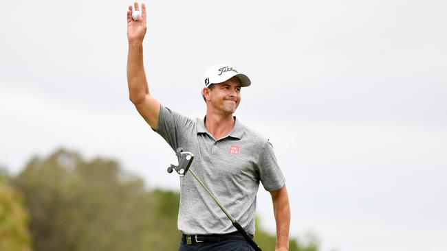 Adam Scott celebrates the win. Picture: AAP/Dan Peled