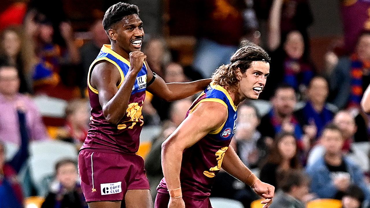 Brisbane held off a late Collingwood charge to move closer to the top two. (Photo by Bradley Kanaris/Getty Images)