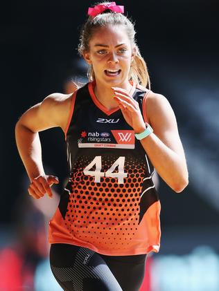 Bridie Kennedy in action at the AFLW Draft Combine.