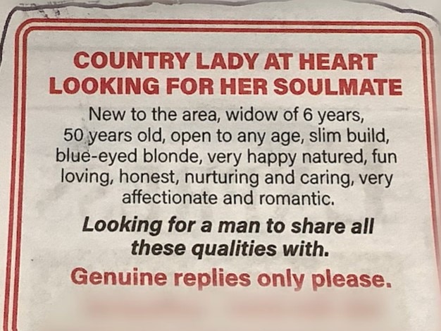 One of the advertisements allegedly luring men into the scheme. Picture: QPS