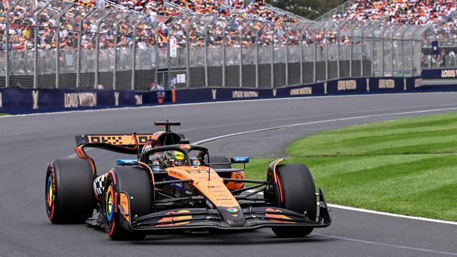 McLaren's Australian driver Oscar Piastri drives during the third practice session of the Formula One Australian Grand Prix at the Albert Park Circuit in Melbourne on March 15, 2025. (Photo by WILLIAM WEST / AFP)