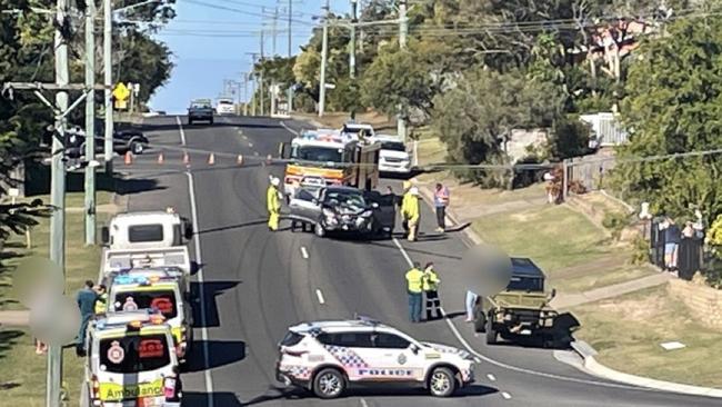 A main street in Hervey Bay was closed off after a stolen car was crashed and a second taken.