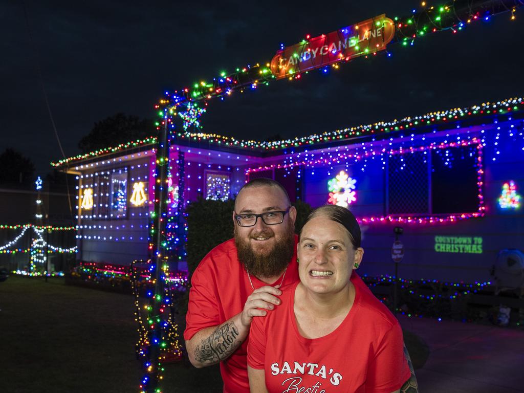 Karl and Sam Luxton at their Wilsonton Christmas lights display, Wednesday, December 13, 2023. Picture: Kevin Farmer