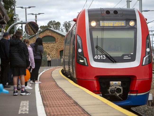 ADELAIDE, AUSTRALIA - Advertiser Photos JUNE 12, 2022: People enjoy a free train ride on the newly opened Gawler Line at Gawler Train Station, SA. Picture Emma Brasier