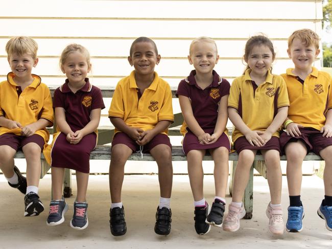 Biggenden State School prep students 2024.<br/>From left: Parker Mort, Lainie Wilson, Seveti Sevakadrau, Lenny Gauld, Annaleigh Vicary and Mason McGibbon.