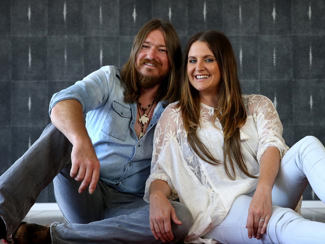 SUNDAY TELEGRAPH - Country music stars and husband and wife Adam Eckersley and Brooke McClymont have recorded their first album together and will launch it at the Tamworth Country Music festival next week. Picture: Toby Zerna