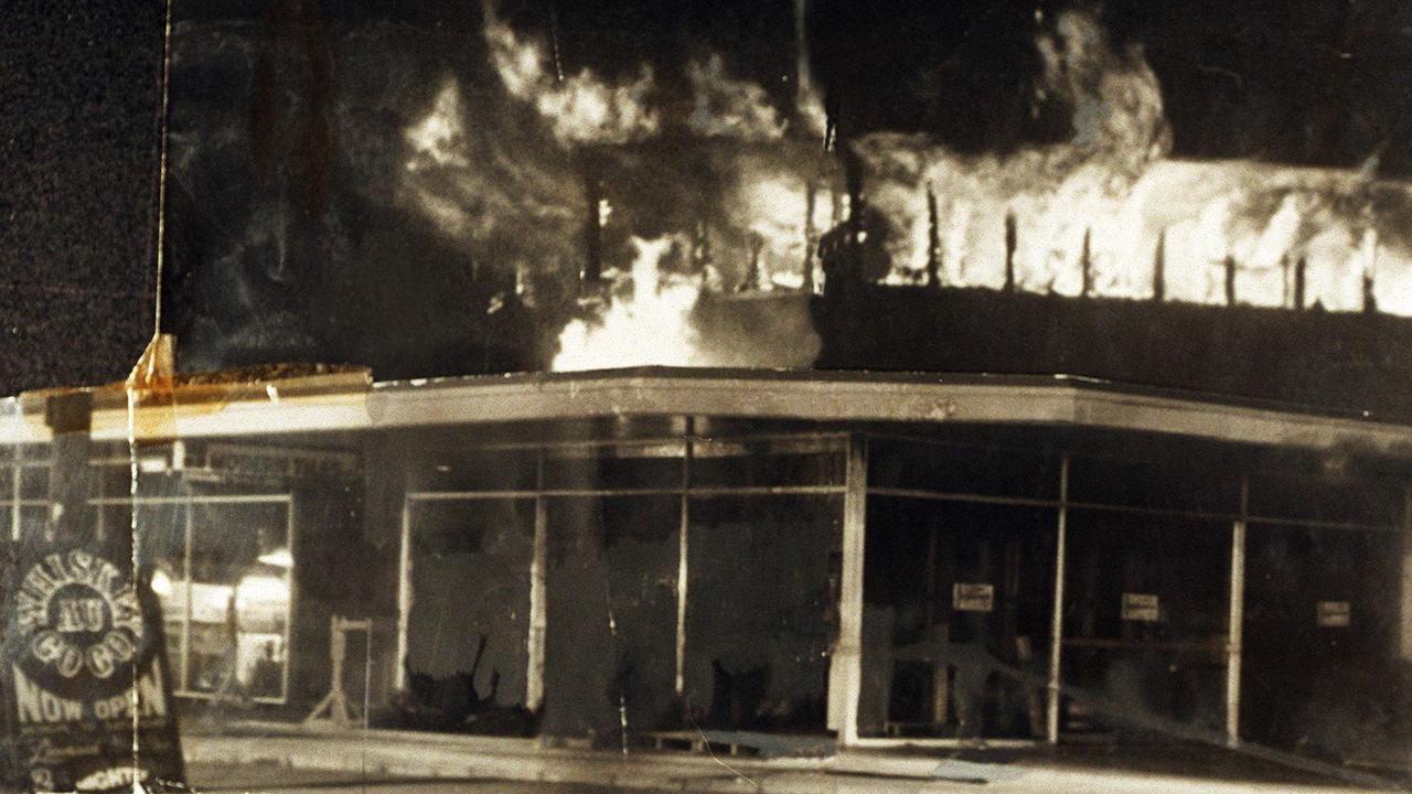 The Whiskey Au Go Go nightclub ablaze in March 1973