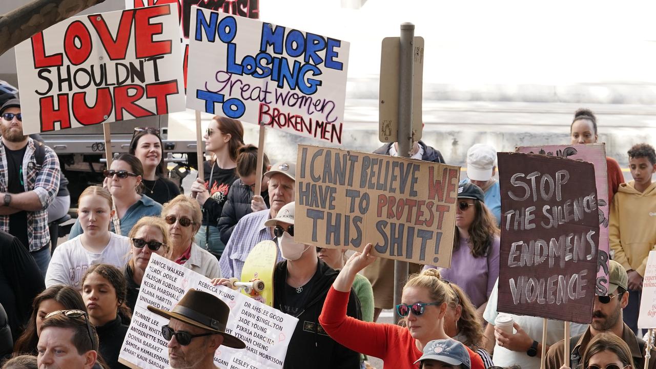 Hundreds of protesters gather at Parliament House to say No More to DV ...