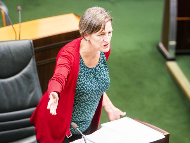 Greens leader Cassy O’Connor said the legislation was “a slide into a police state”. Picture: RICHARD JUPE