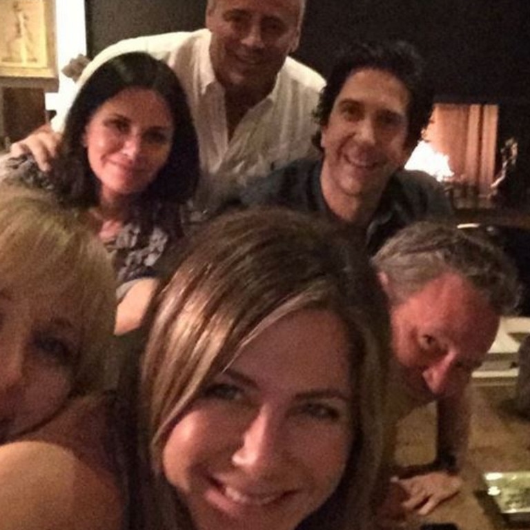 In a Friends reunion that doubled as Jennifer Aniston’s first Instagram post. Picture: Instagram