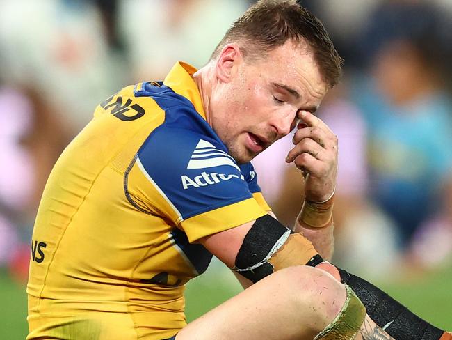 GOLD COAST, AUSTRALIA - JULY 13:  Clinton Gutherson of the Eels looks on after losing the round 19 NRL match between Gold Coast Titans and Parramatta Eels at Cbus Super Stadium, on July 13, 2024, in Gold Coast, Australia. (Photo by Chris Hyde/Getty Images)