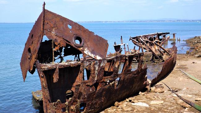 All that remains of the Gayundah at Woody Point. Photo: Barry Tuton