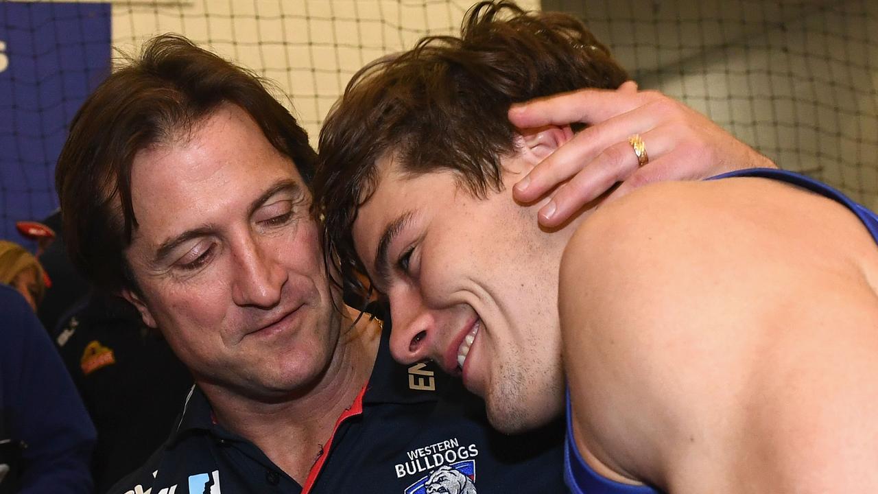 Luke Beveridge and Josh Dunkley in 2016. Picture: Quinn Rooney/Getty Images