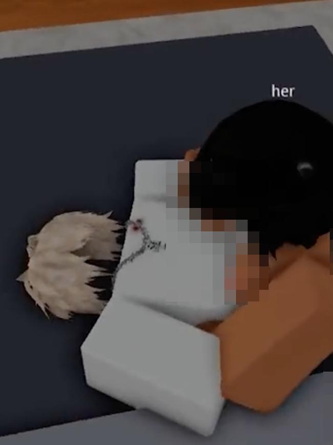 An example of roblox sex acts that are appearing on social media sites. Picture: Twitter
