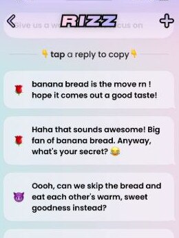 RIZZ is another app that crafts witty responses using AI. Picture: Reddit