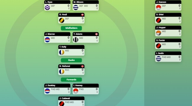 Sam McInerney's SuperCoach Draft side.