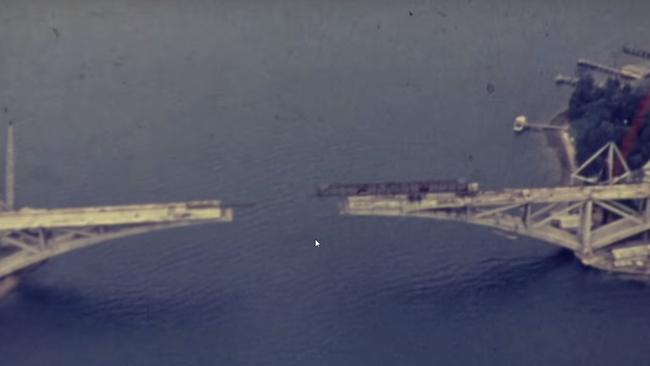 The two sides of The Rip Bridge almost joining from a DMR film.