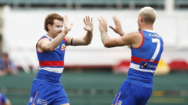 Oskar Baker starred on the wing for the Bulldogs. Picture: Daniel Pockett/AFL Photos