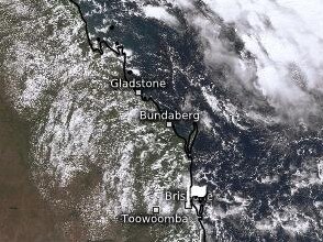 Satellite image of Brisbane fainfall fromr Meteologix March 11, 2024