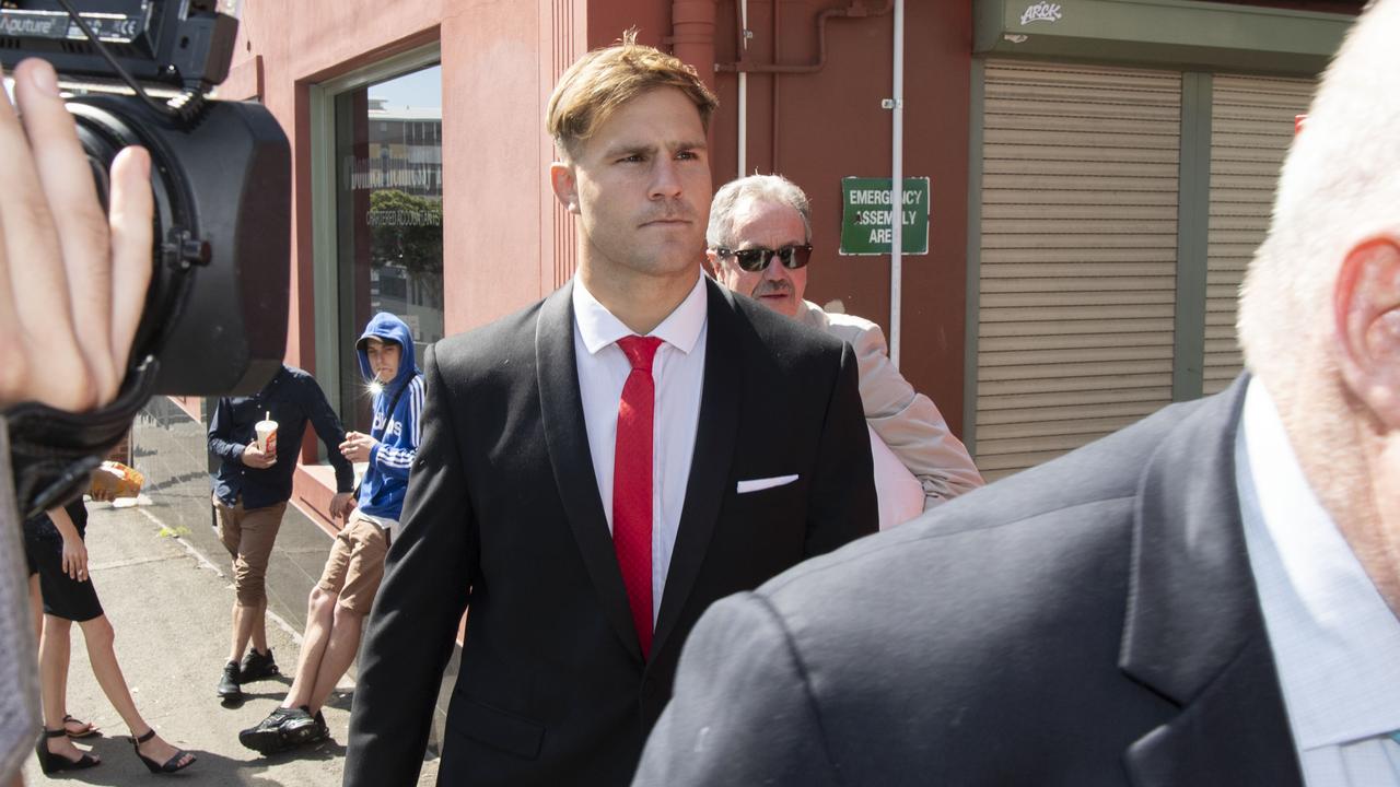 Jack de Belin enters Wollongong District Court on Tuesday morning.