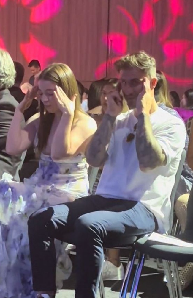 Natalie and Ash’s flirty display caught on camera at the Melbourne Fashion Festival. Picture: TikTok/mafs.bachie.reality