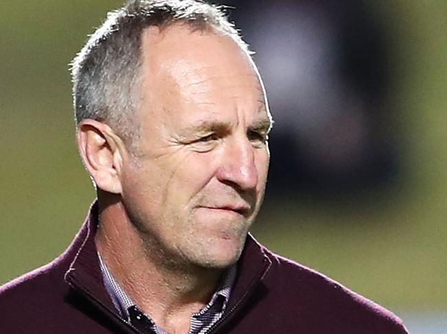 SYDNEY, AUSTRALIA - AUGUST 17: Sea Eagles assistant John Cartwright watches on during the warm-up before the round 23 NRL match between the Manly Sea Eagles and the Gold Coast Titans at Lottoland on August 17, 2018 in Sydney, Australia. (Photo by Mark Kolbe/Getty Images)