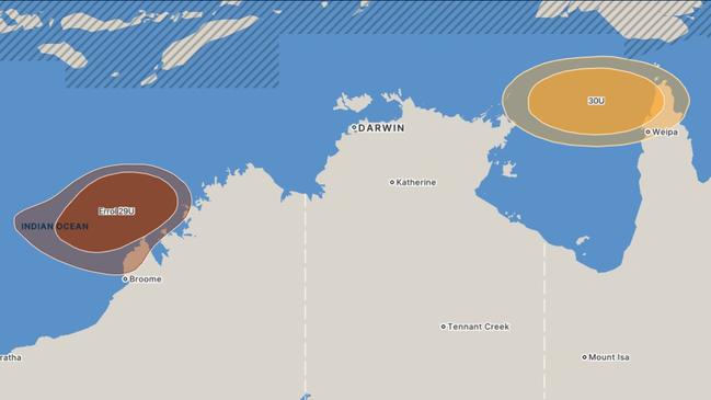 Tropical Cyclone Errol track map, showing forecast position on Friday. Source: BoM.