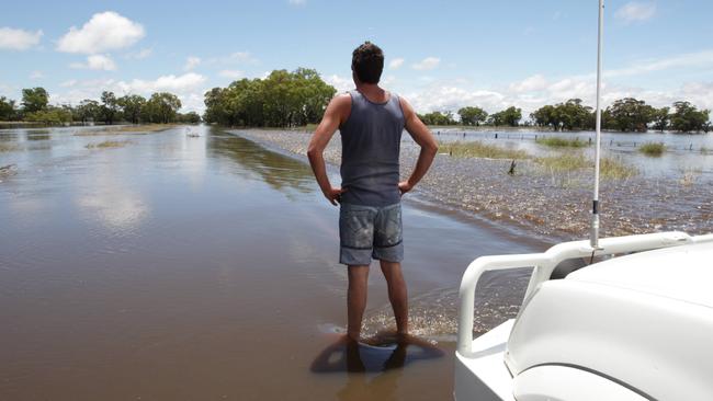 Water over the road on the Loddon Valley Hwy. Picture: David Caird.