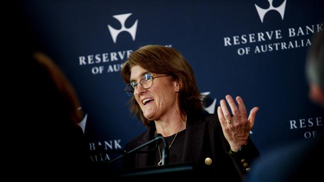 Reserve Bank governor Michele Bullock during a press conference following Tuesdays decision to keep interest rates on hold. Picture: NewsWire / Nikki Short