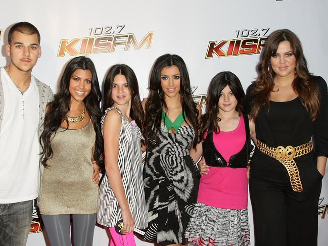 The way they were. Rob Kardashian, Kourtney Kardashian, Kendall Jenner, Kim Kardashian, Kylie Jenner, and Khloe Kardashian in 2008. Picture: Getty Images